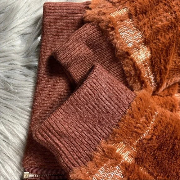 Anthropologie Plaid Teddy Fuzzy Bomber Jacket Size XS - Picture 6 of 14